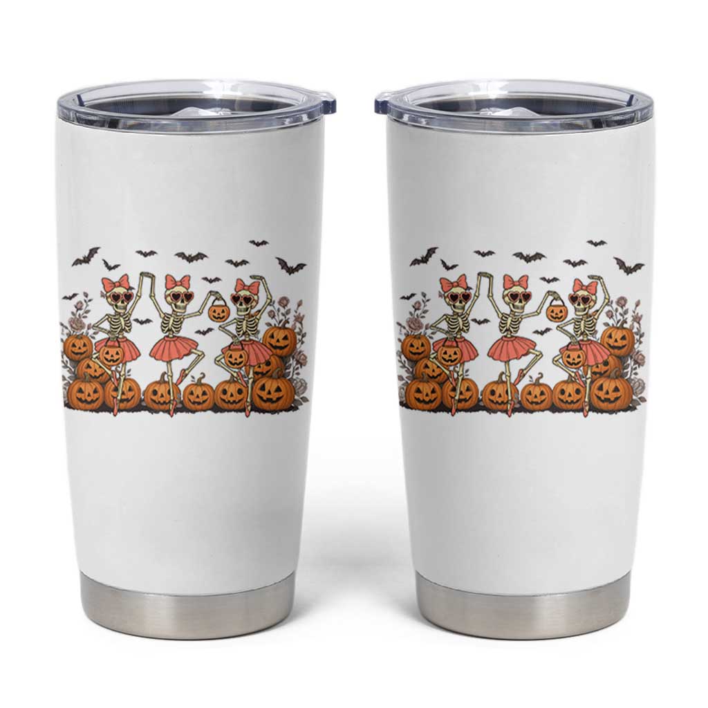 Funny Halloween Skeleton Dance Tumbler Cup Gift For Ballet Lover