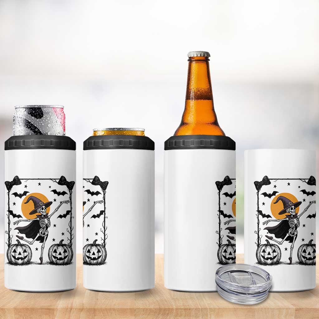 Funny Skeleton Witches Dance Ballet 4 in 1 Can Cooler Tumbler Halloween Gift