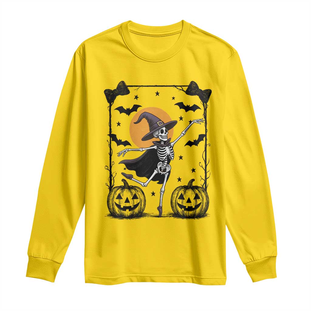 Funny Skeleton Witches Dance Ballet Long Sleeve Shirt Halloween Gift - Wonder Print Shop