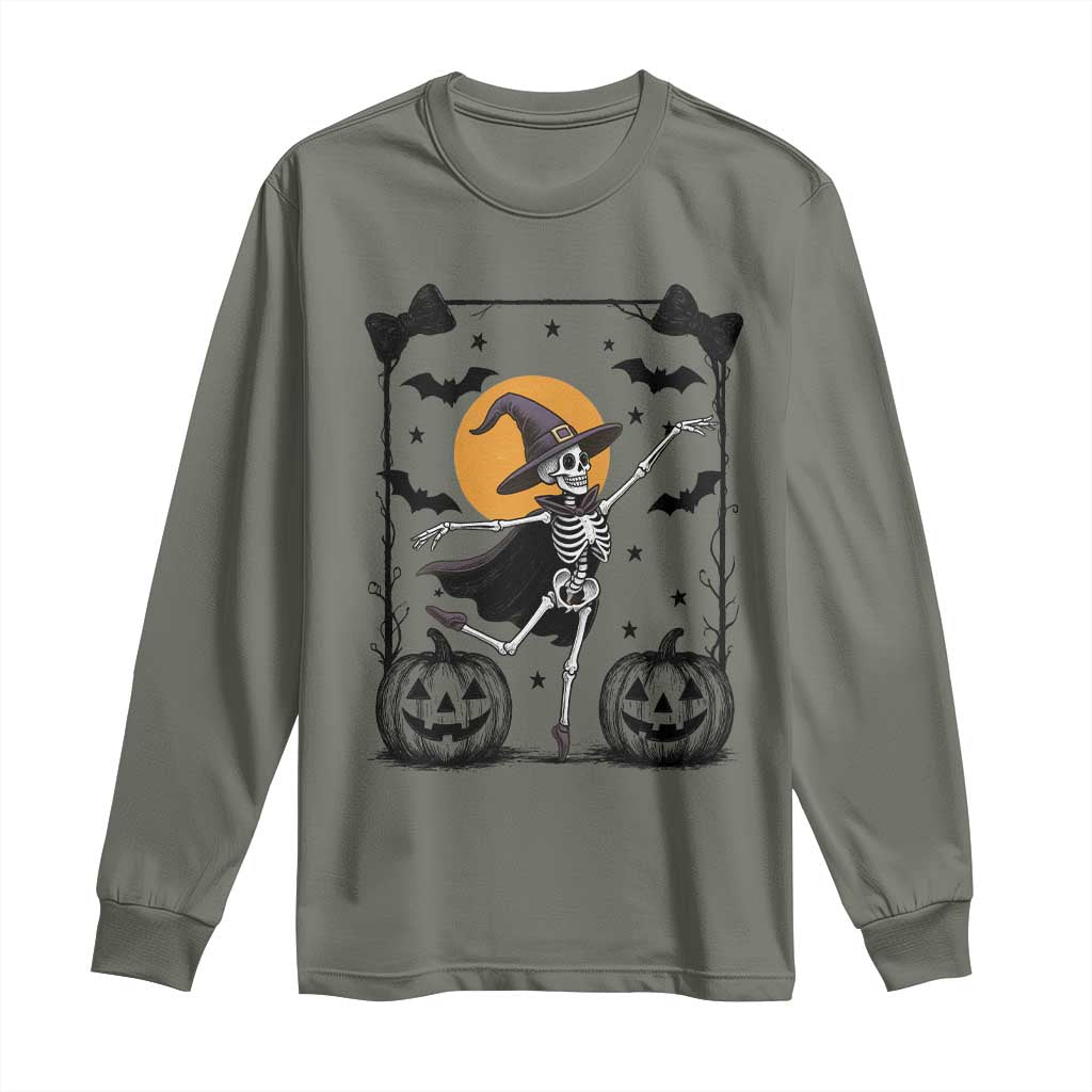 Funny Skeleton Witches Dance Ballet Long Sleeve Shirt Halloween Gift - Wonder Print Shop