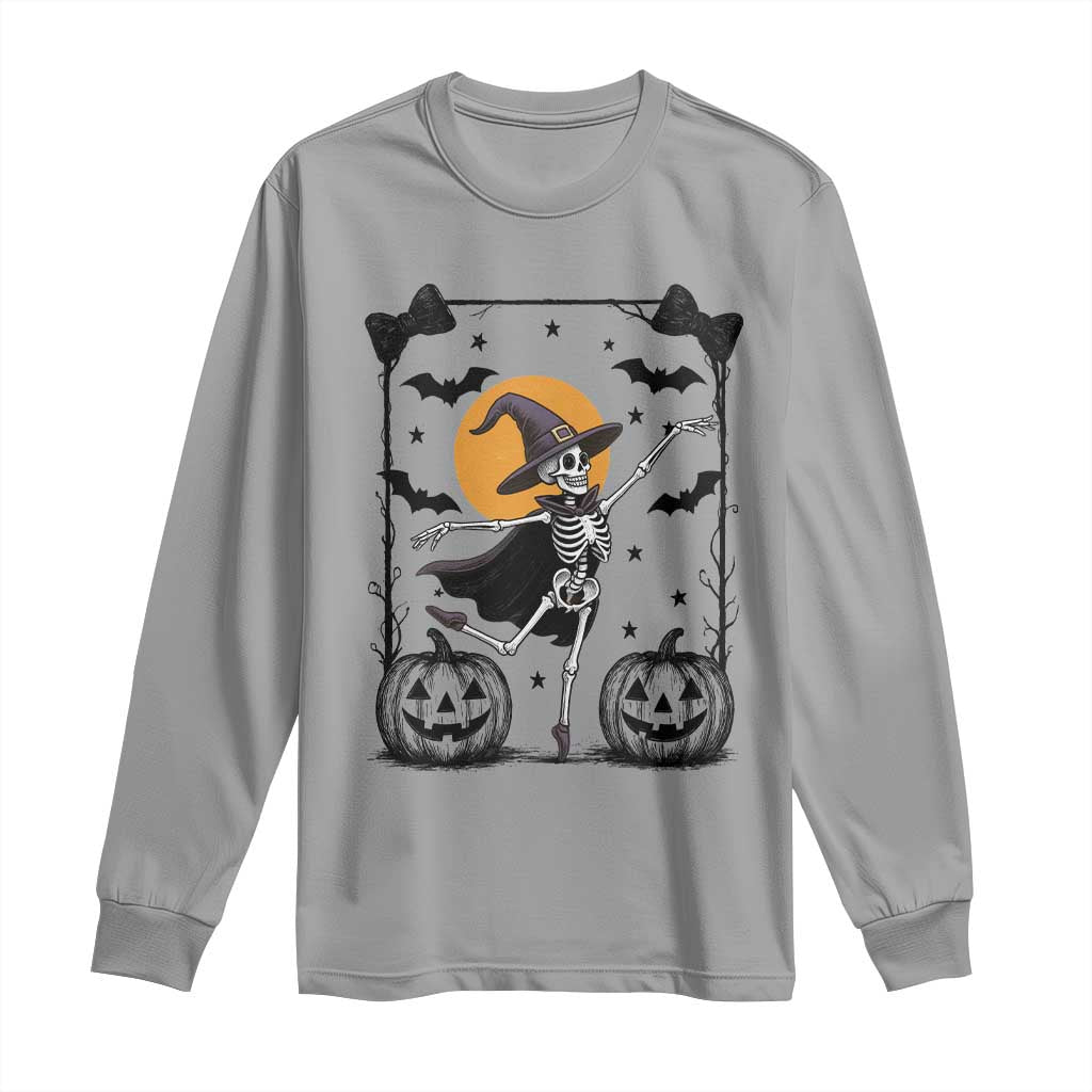 Funny Skeleton Witches Dance Ballet Long Sleeve Shirt Halloween Gift - Wonder Print Shop