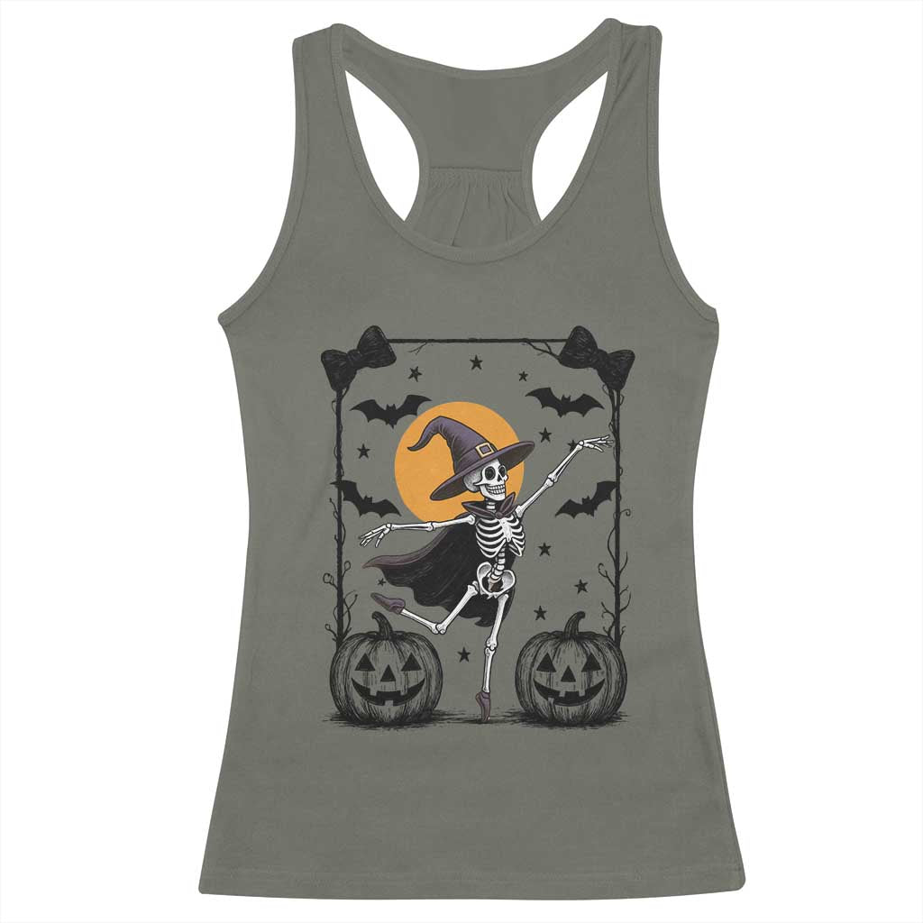 Funny Skeleton Witches Dance Ballet Racerback Tank Top Halloween Gift - Wonder Print Shop