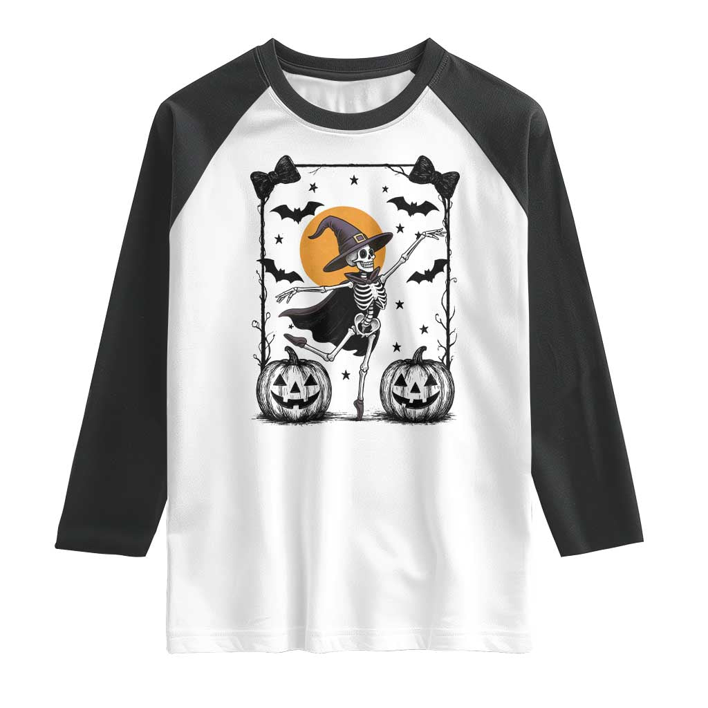 Funny Skeleton Witches Dance Ballet Raglan Shirt Halloween Gift - Wonder Print Shop
