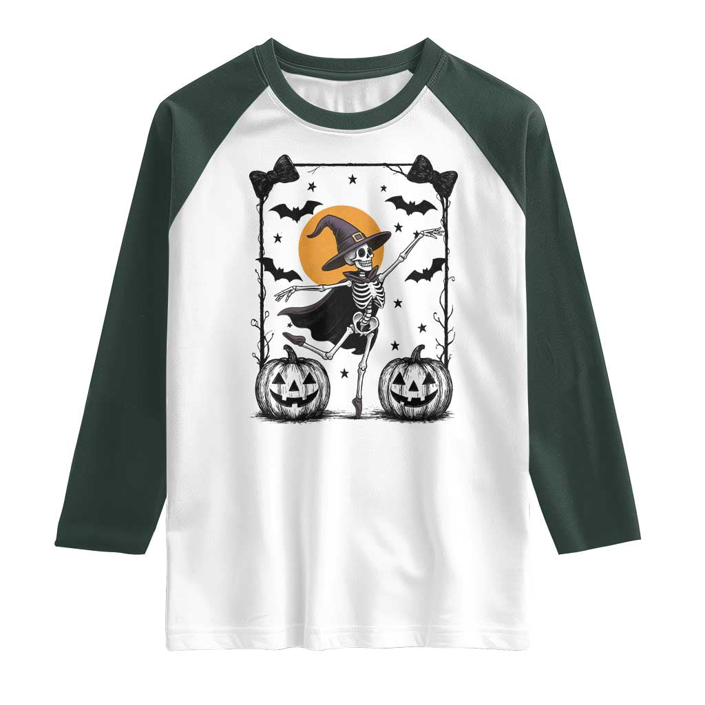 Funny Skeleton Witches Dance Ballet Raglan Shirt Halloween Gift - Wonder Print Shop