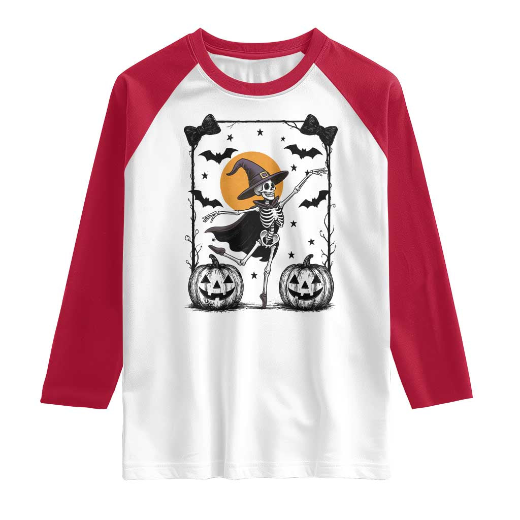 Funny Skeleton Witches Dance Ballet Raglan Shirt Halloween Gift - Wonder Print Shop
