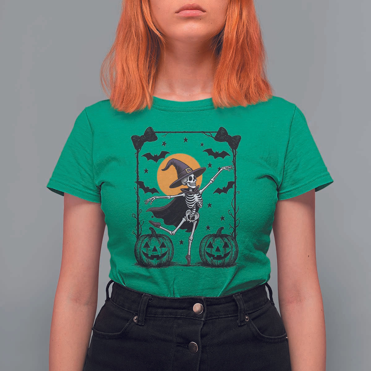 Funny Skeleton Witches Dance Ballet T Shirt For Women Halloween Gift - Wonder Print Shop