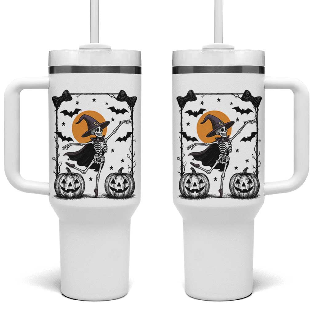 Funny Skeleton Witches Dance Ballet Tumbler With Handle Halloween Gift