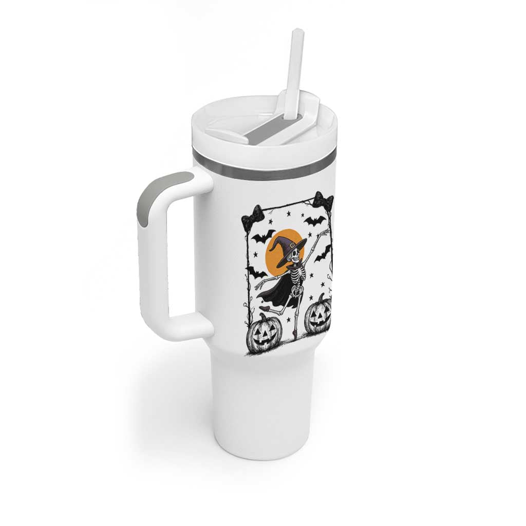 Funny Skeleton Witches Dance Ballet Tumbler With Handle Halloween Gift
