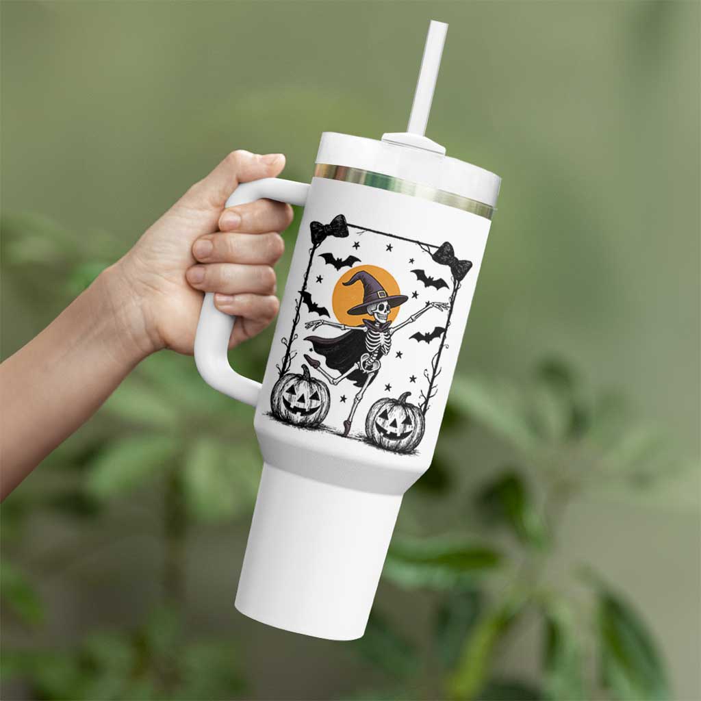 Funny Skeleton Witches Dance Ballet Tumbler With Handle Halloween Gift