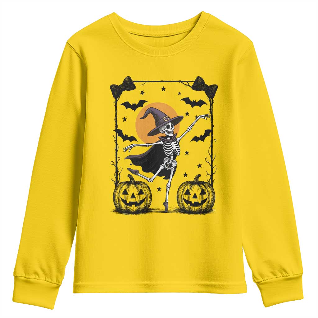 Funny Skeleton Witches Dance Ballet Youth Sweatshirt Halloween Gift - Wonder Print Shop