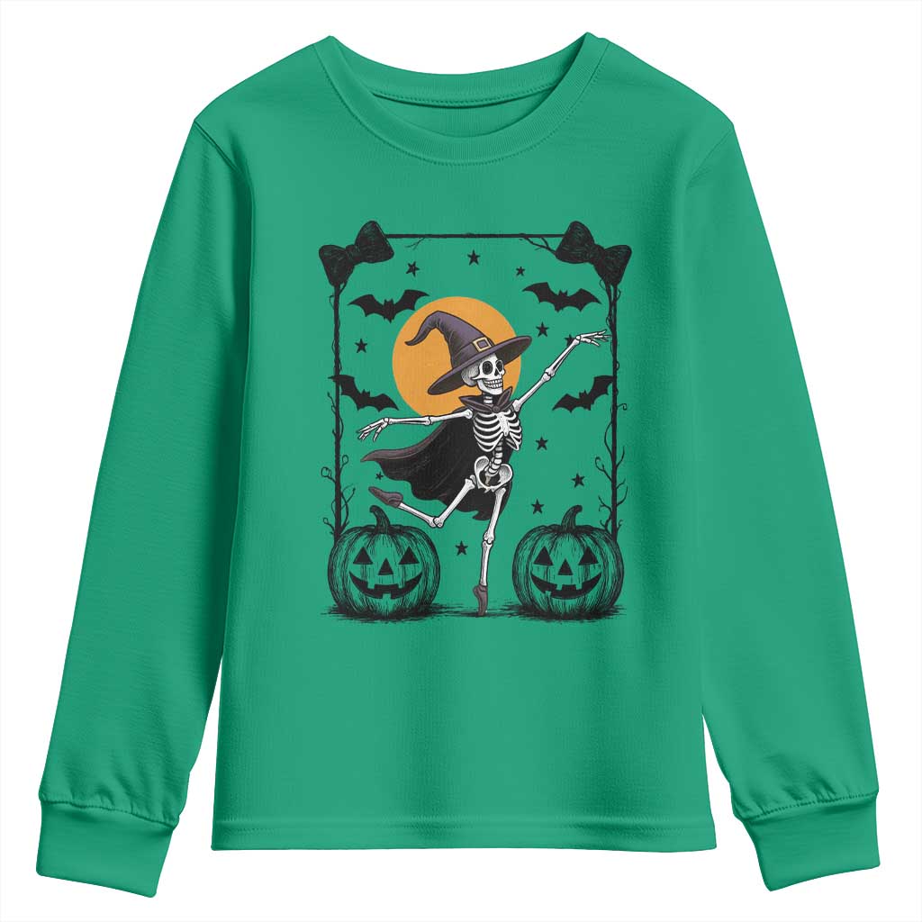 Funny Skeleton Witches Dance Ballet Youth Sweatshirt Halloween Gift - Wonder Print Shop