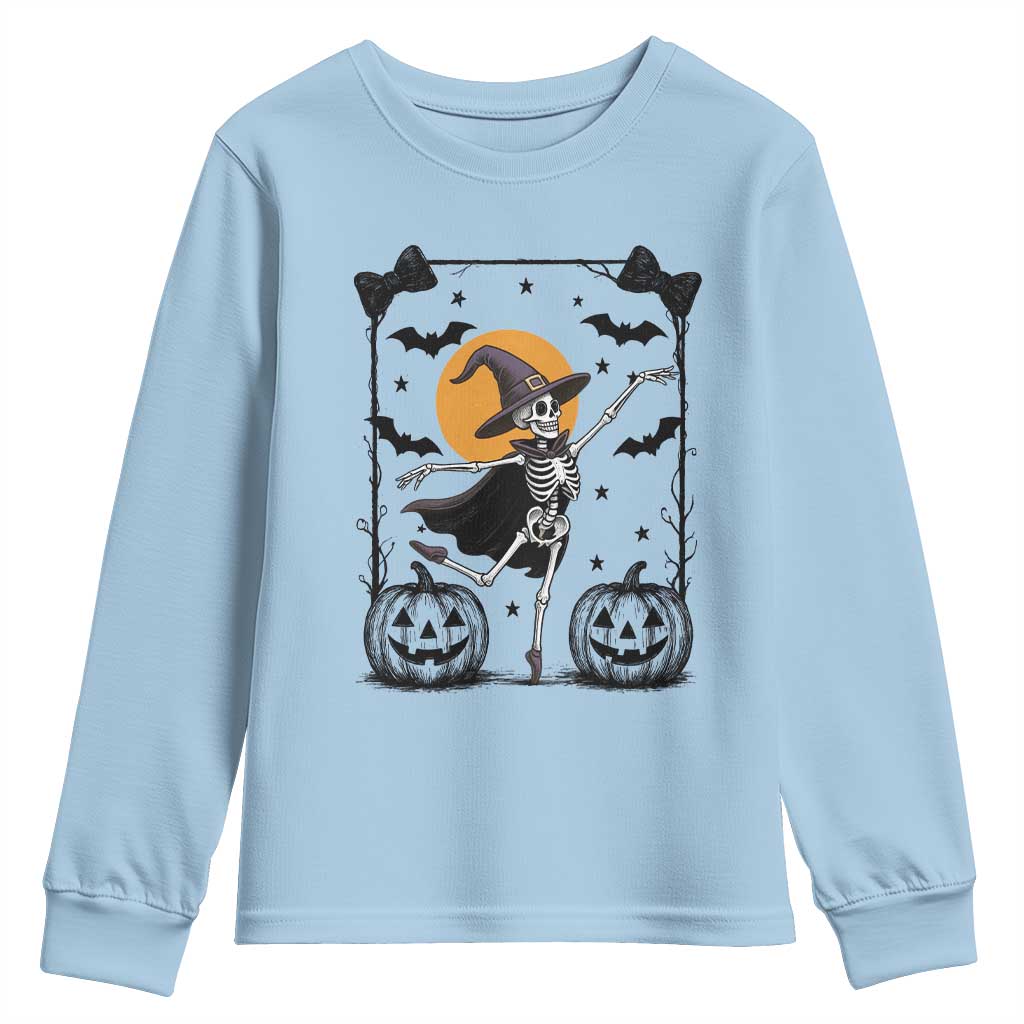 Funny Skeleton Witches Dance Ballet Youth Sweatshirt Halloween Gift - Wonder Print Shop