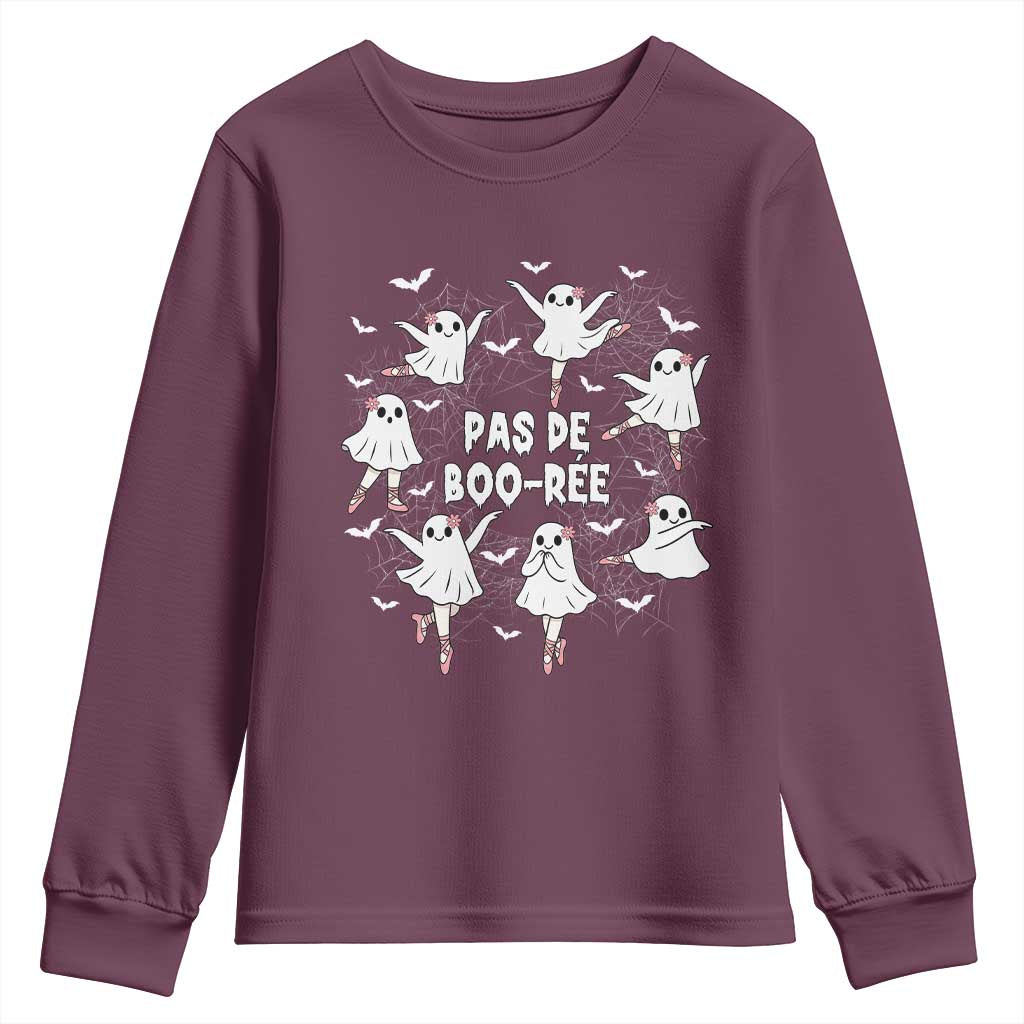 Halloween Ballet Ghost Youth Sweatshirt Pas De Boo Ree Gift - Wonder Print Shop