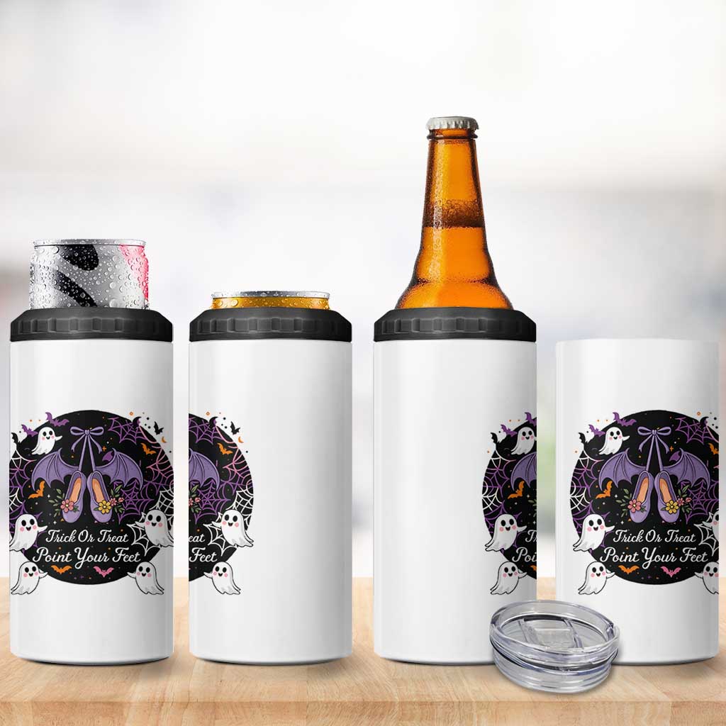 Trick Or Treat Point Your Feet 4 in 1 Can Cooler Tumbler Funny Halloween Ballet Gift