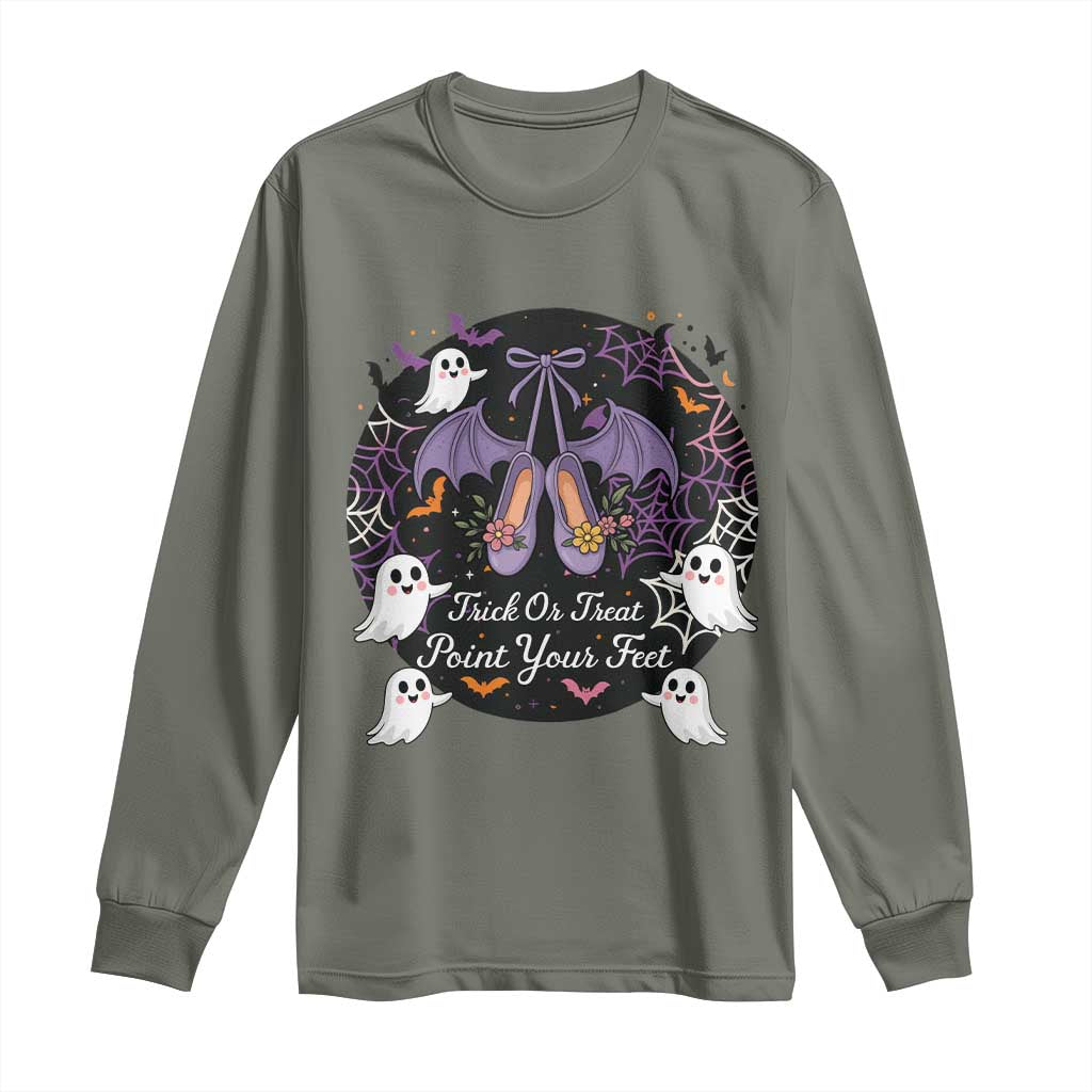 Trick Or Treat Point Your Feet Long Sleeve Shirt Funny Halloween Ballet Gift - Wonder Print Shop
