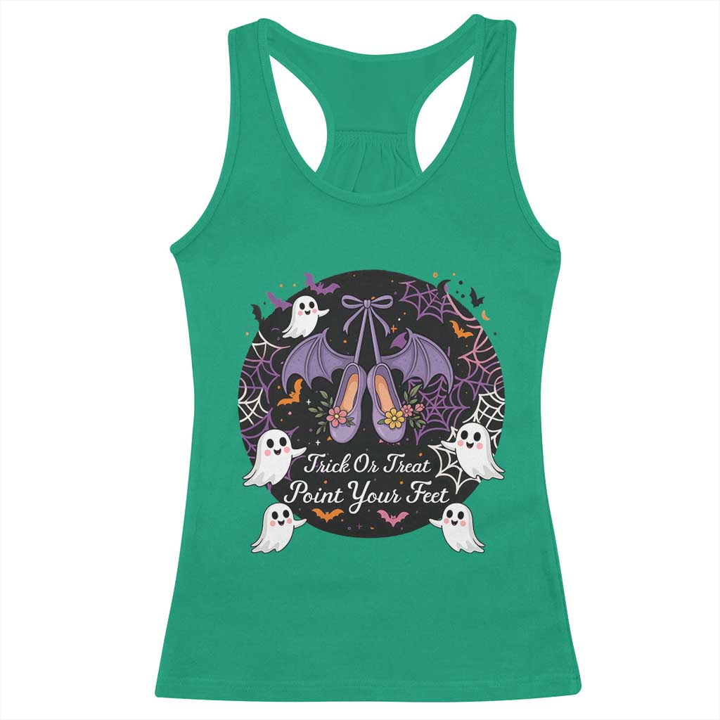 Trick Or Treat Point Your Feet Racerback Tank Top Funny Halloween Ballet Gift - Wonder Print Shop