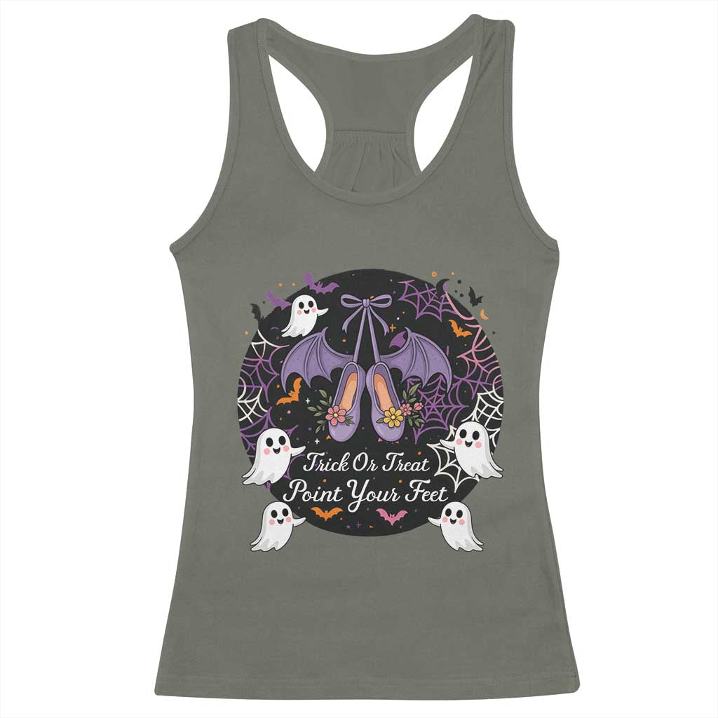 Trick Or Treat Point Your Feet Racerback Tank Top Funny Halloween Ballet Gift - Wonder Print Shop