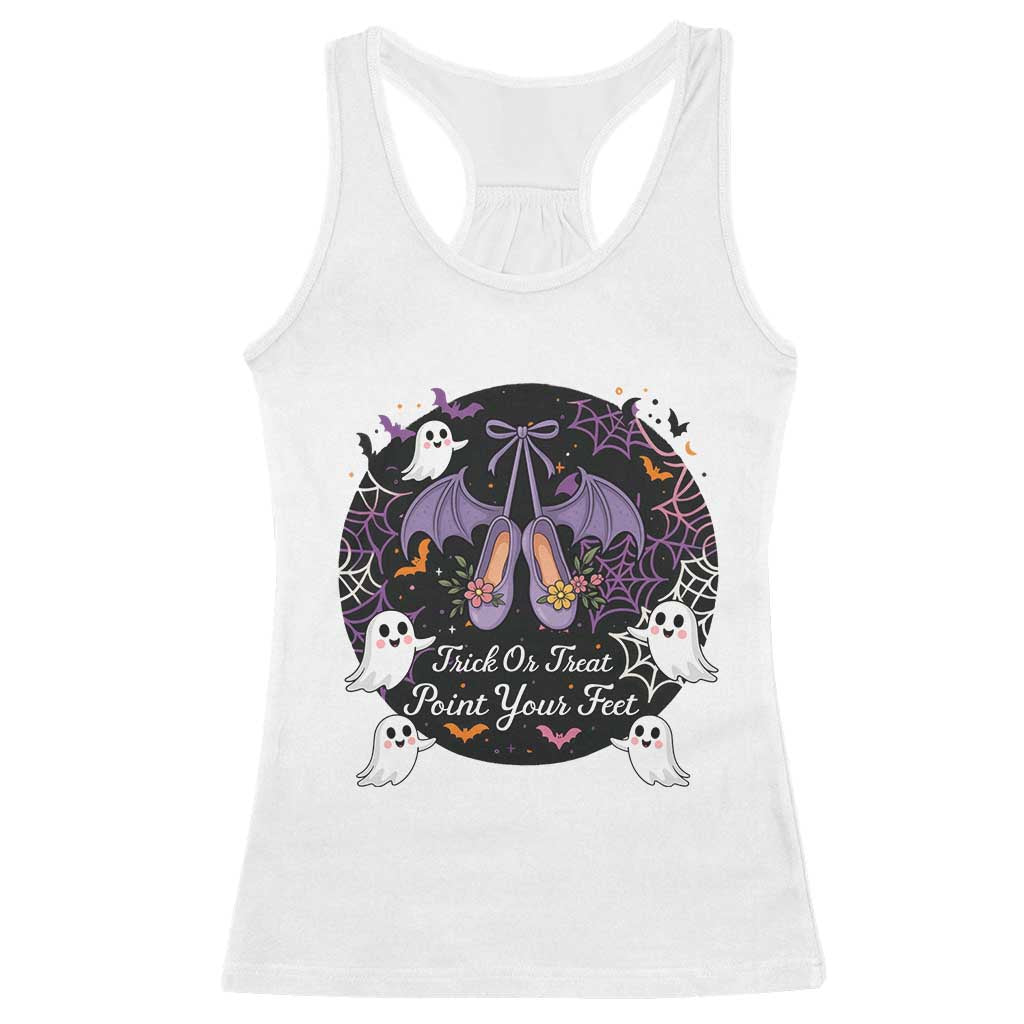 Trick Or Treat Point Your Feet Racerback Tank Top Funny Halloween Ballet Gift - Wonder Print Shop