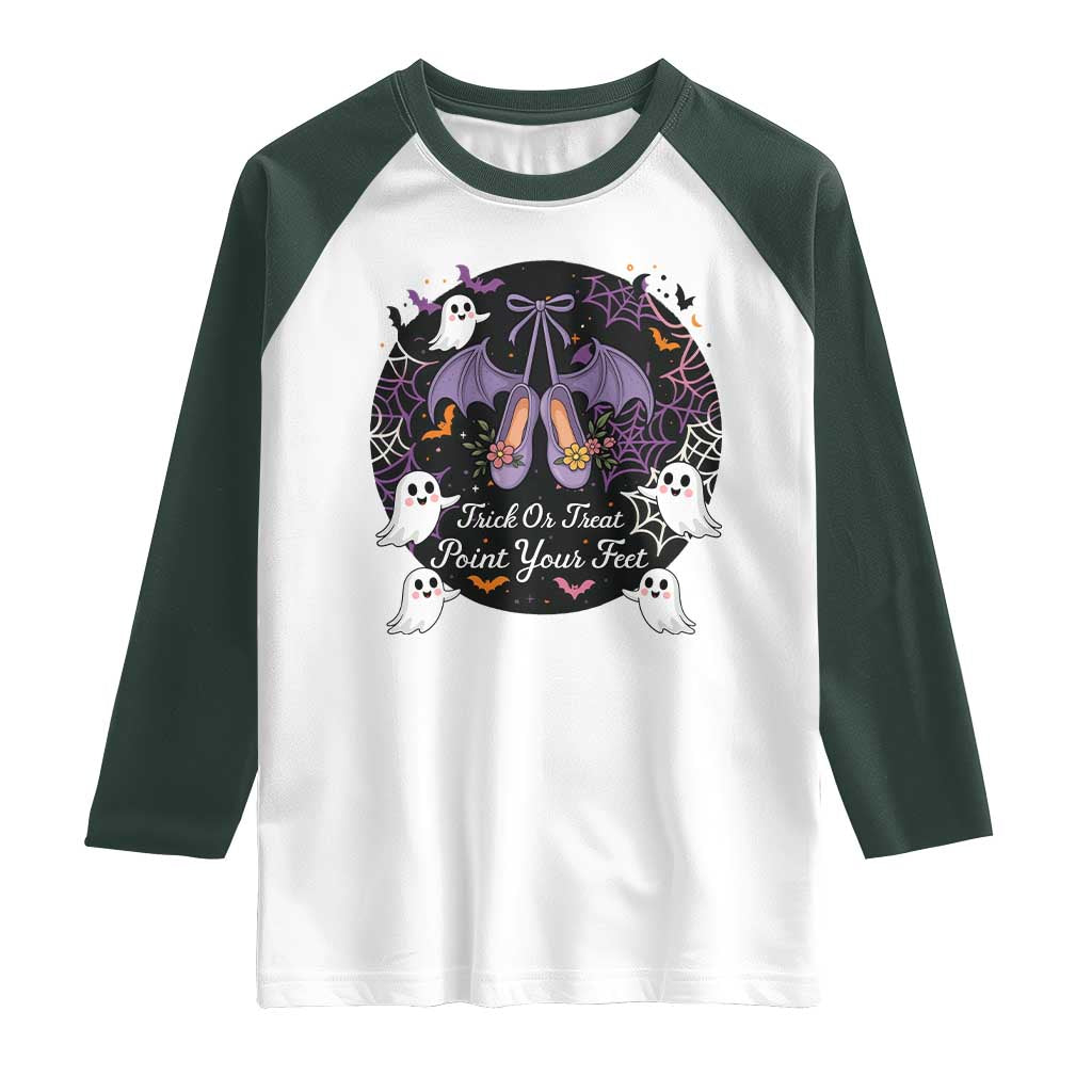 Trick Or Treat Point Your Feet Raglan Shirt Funny Halloween Ballet Gift - Wonder Print Shop