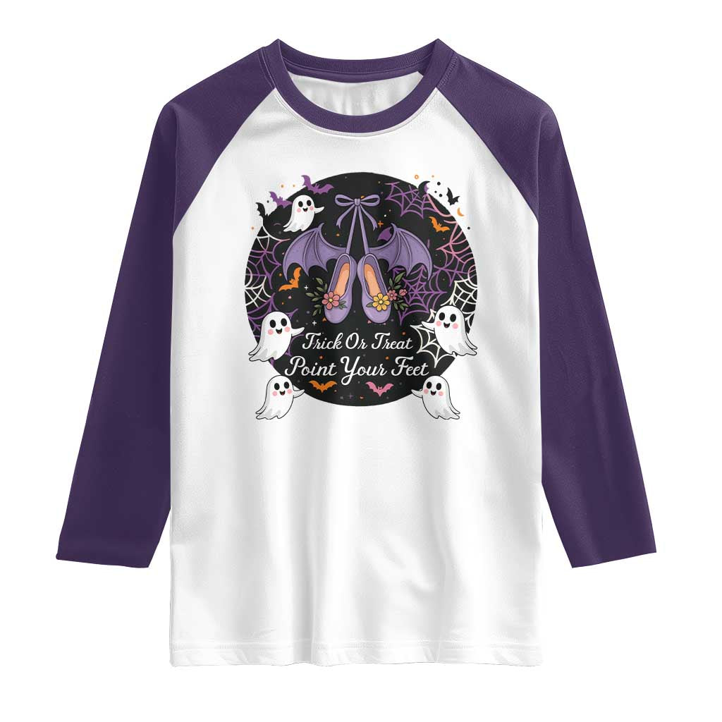 Trick Or Treat Point Your Feet Raglan Shirt Funny Halloween Ballet Gift - Wonder Print Shop