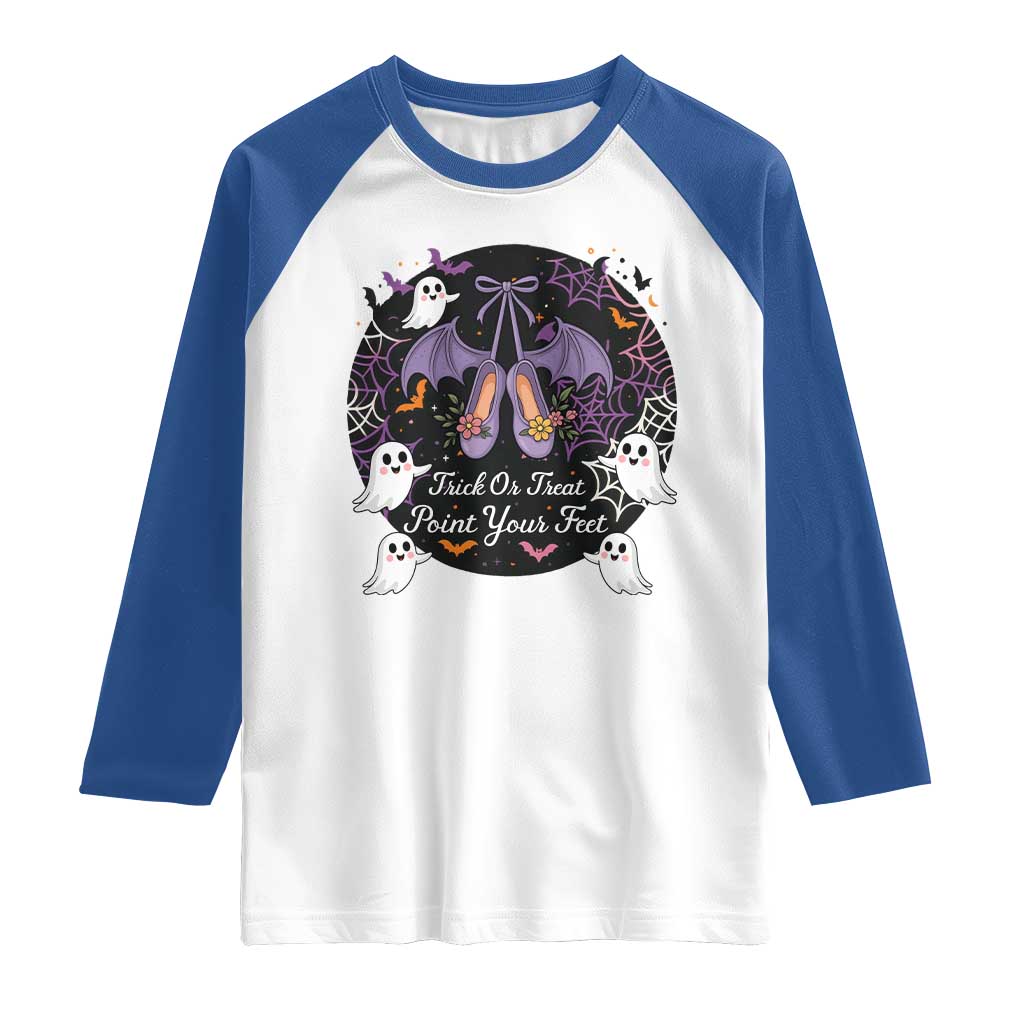 Trick Or Treat Point Your Feet Raglan Shirt Funny Halloween Ballet Gift - Wonder Print Shop