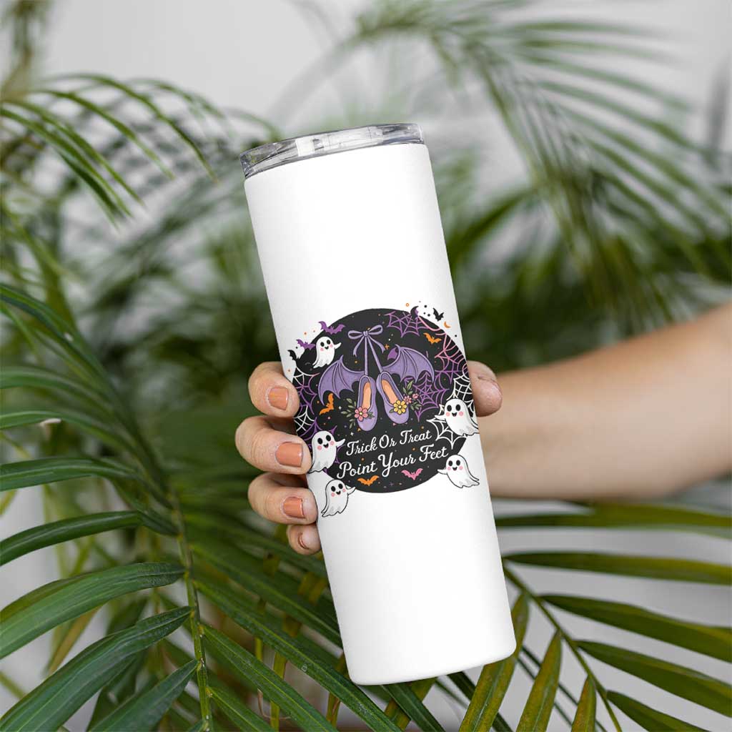 Trick Or Treat Point Your Feet Skinny Tumbler Funny Halloween Ballet Gift