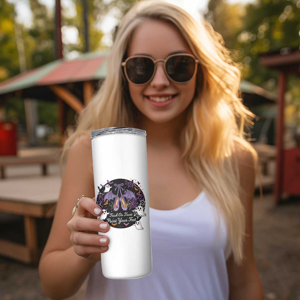 Trick Or Treat Point Your Feet Skinny Tumbler Funny Halloween Ballet Gift