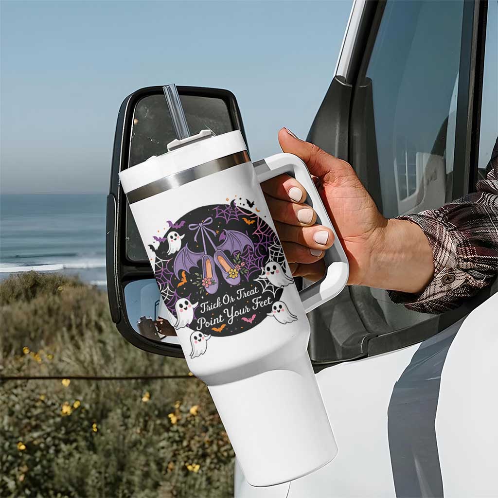 Trick Or Treat Point Your Feet Tumbler With Handle Funny Halloween Ballet Gift