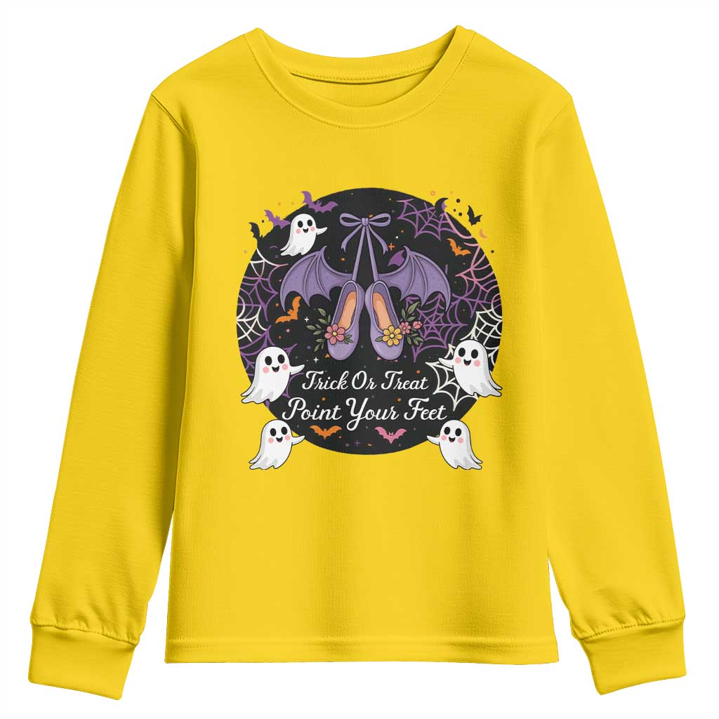 Trick Or Treat Point Your Feet Youth Sweatshirt Funny Halloween Ballet Gift - Wonder Print Shop