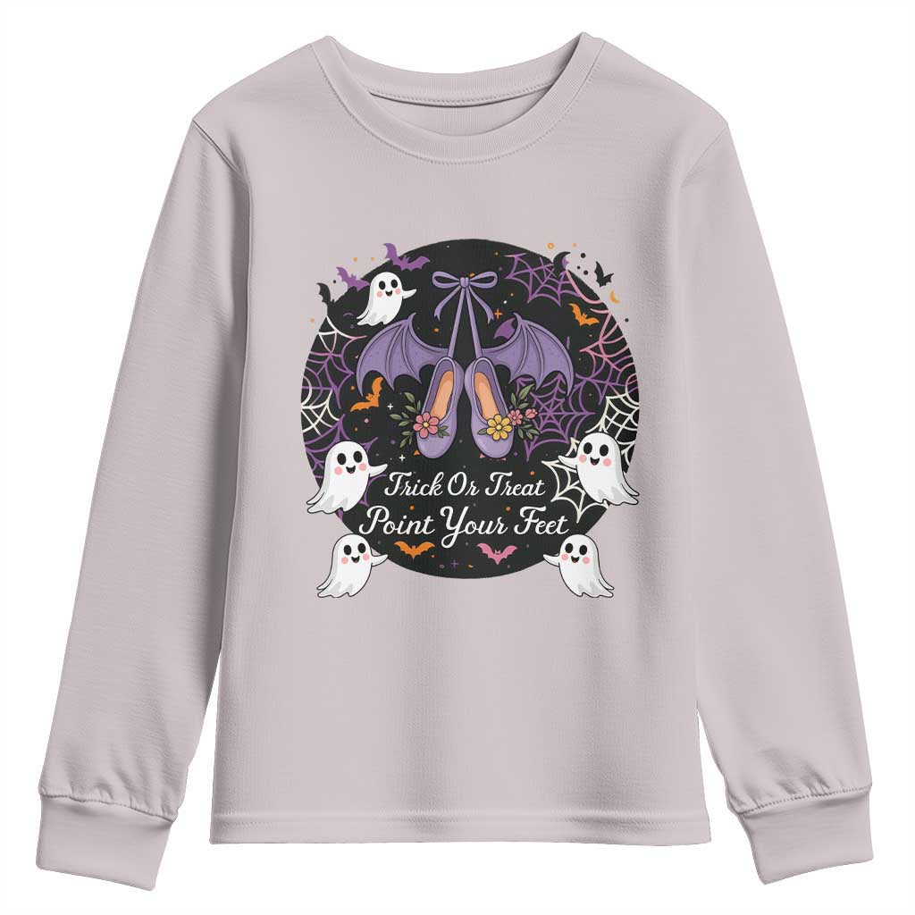 Trick Or Treat Point Your Feet Youth Sweatshirt Funny Halloween Ballet Gift - Wonder Print Shop
