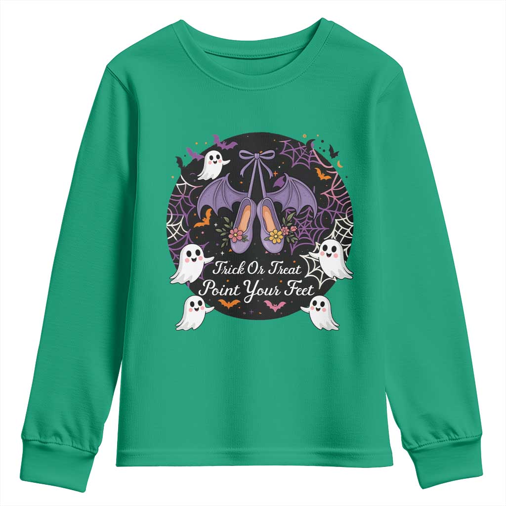 Trick Or Treat Point Your Feet Youth Sweatshirt Funny Halloween Ballet Gift - Wonder Print Shop