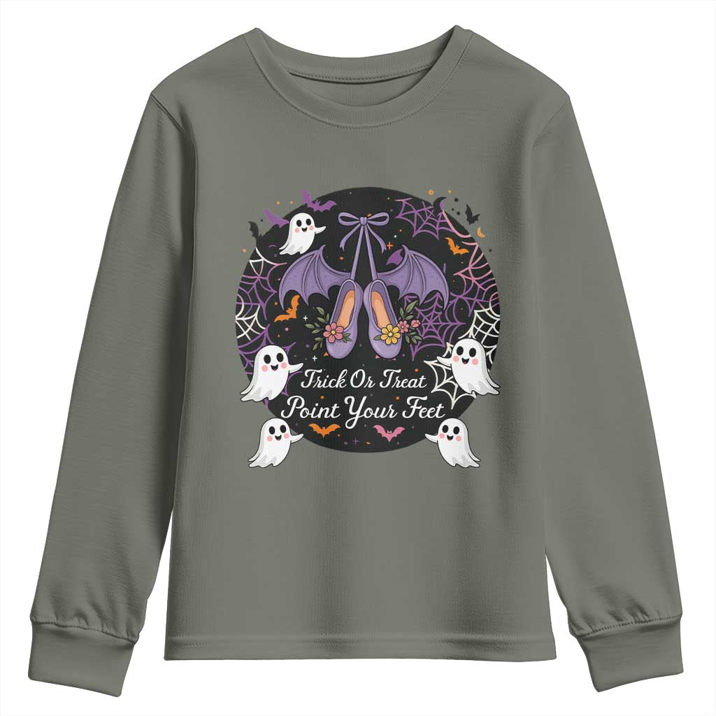 Trick Or Treat Point Your Feet Youth Sweatshirt Funny Halloween Ballet Gift - Wonder Print Shop