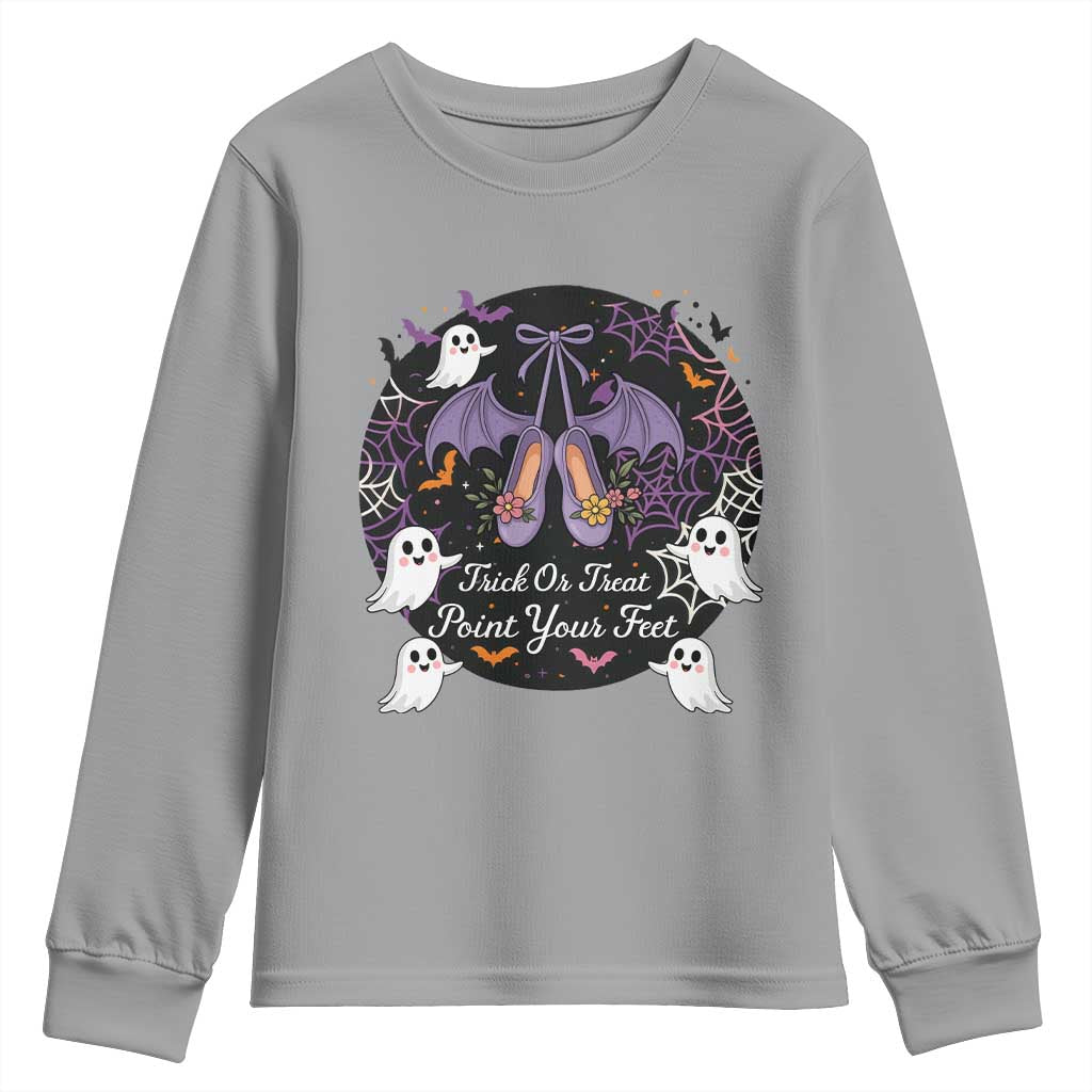 Trick Or Treat Point Your Feet Youth Sweatshirt Funny Halloween Ballet Gift - Wonder Print Shop