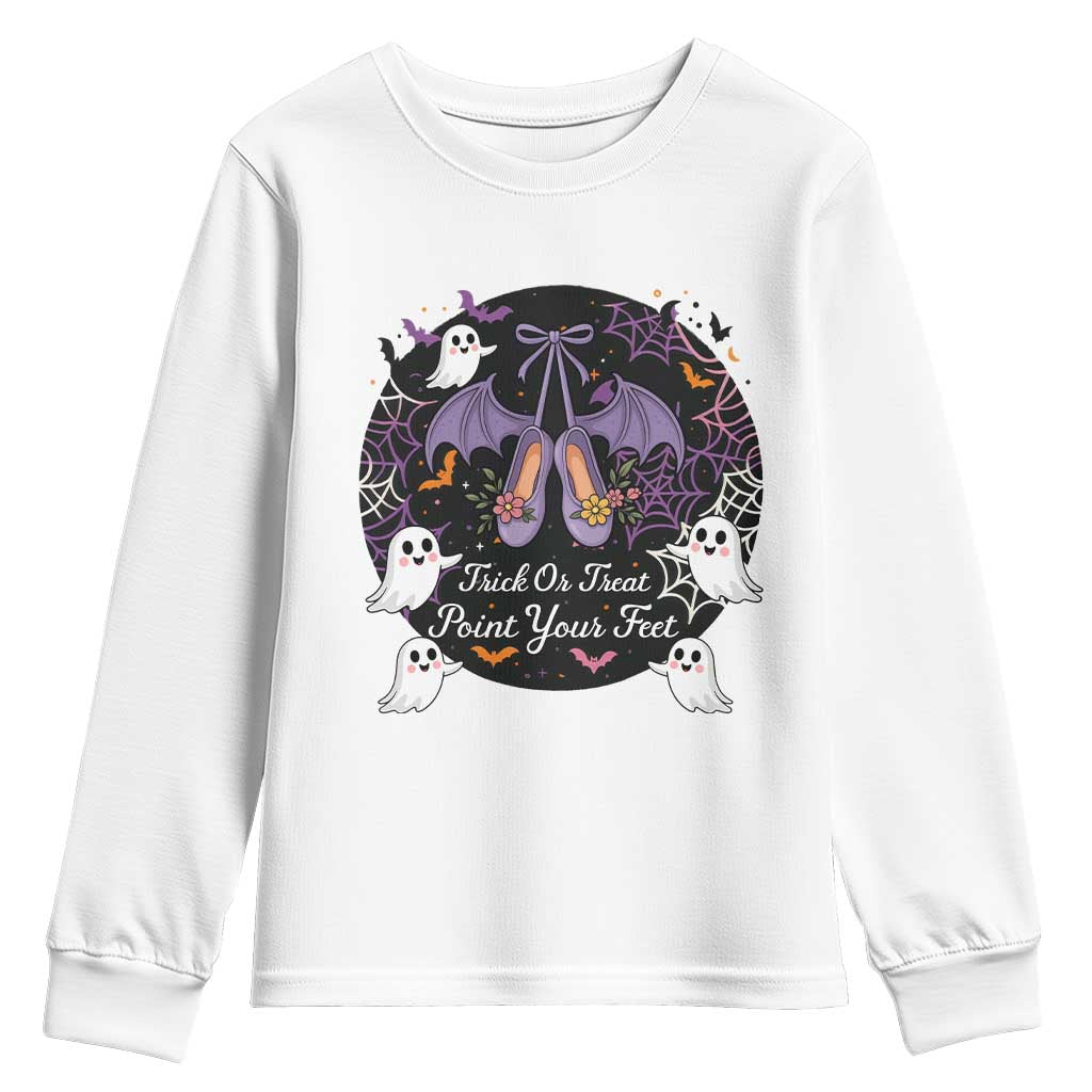 Trick Or Treat Point Your Feet Youth Sweatshirt Funny Halloween Ballet Gift - Wonder Print Shop