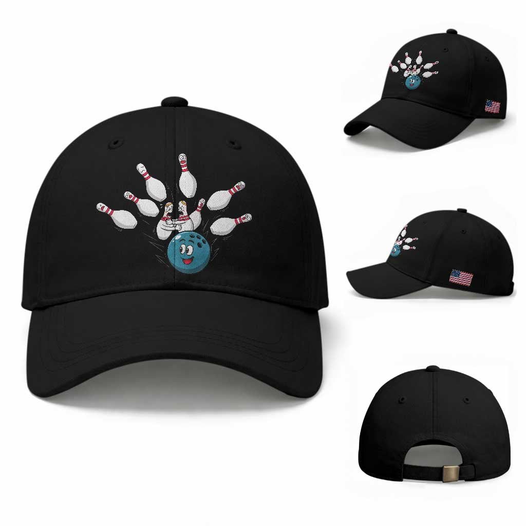 Funny Sport Bowler Gift Baseball Cap Bowling Ball Chasing Pins