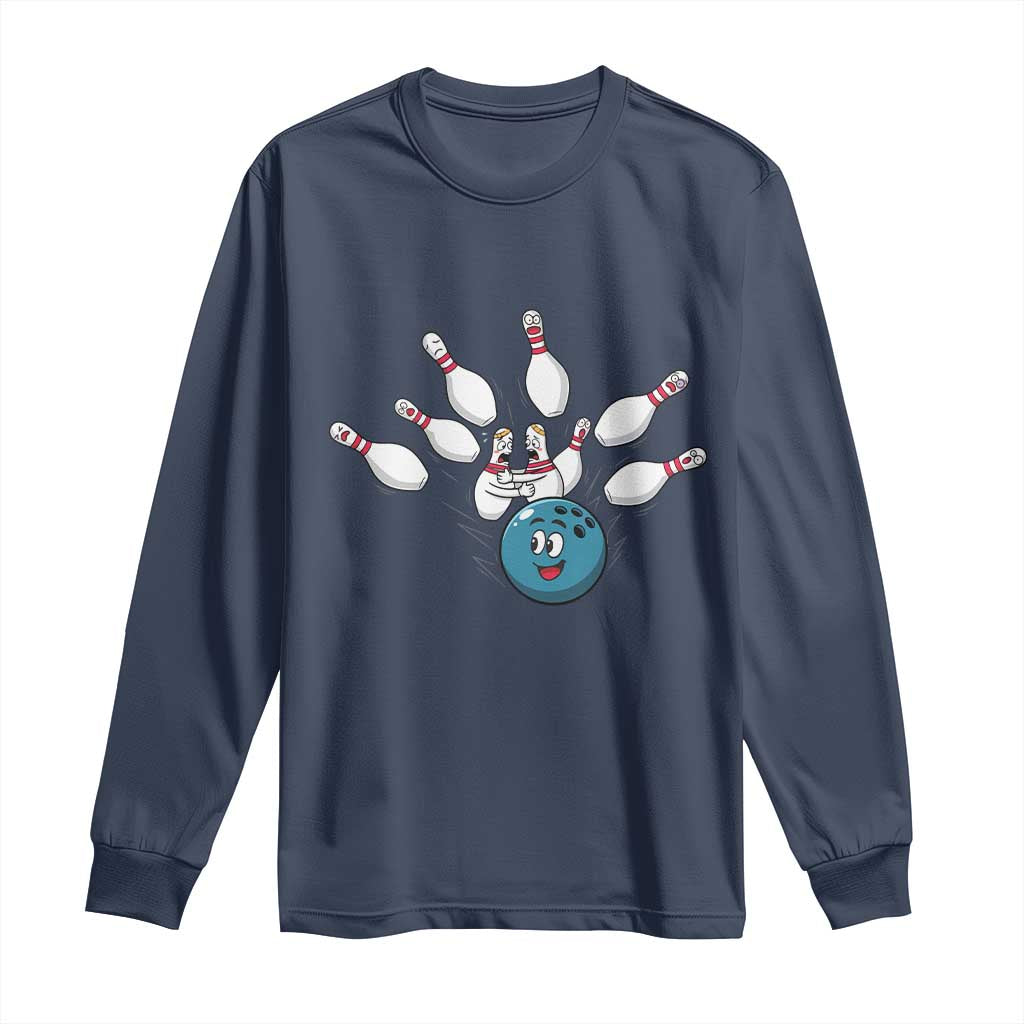 Funny Sport Bowler Gift Long Sleeve Shirt Bowling Ball Chasing Pins - Wonder Print Shop