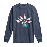 Funny Sport Bowler Gift Long Sleeve Shirt Bowling Ball Chasing Pins - Wonder Print Shop
