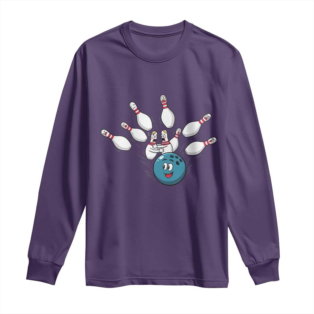 Funny Sport Bowler Gift Long Sleeve Shirt Bowling Ball Chasing Pins - Wonder Print Shop