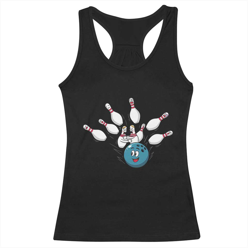 Funny Sport Bowler Gift Racerback Tank Top Bowling Ball Chasing Pins - Wonder Print Shop