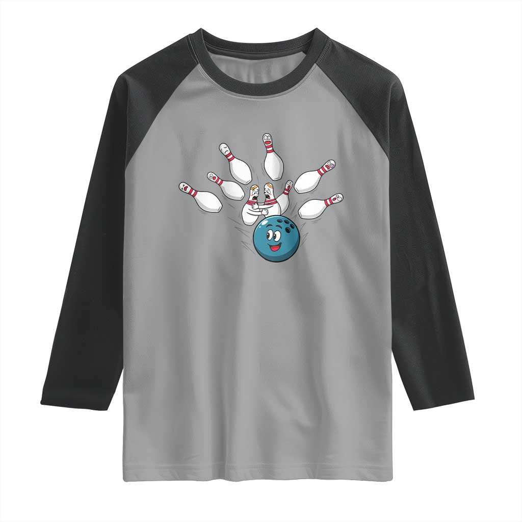 Funny Sport Bowler Gift Raglan Shirt Bowling Ball Chasing Pins - Wonder Print Shop