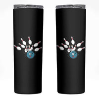 Funny Sport Bowler Gift Skinny Tumbler Bowling Ball Chasing Pins - Wonder Print Shop