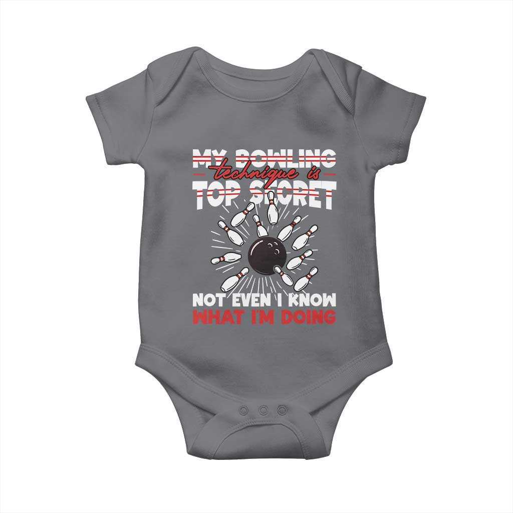 My Bowling Technique Is Top Secret Baby Onesie Funny Bowler Gift - Wonder Print Shop