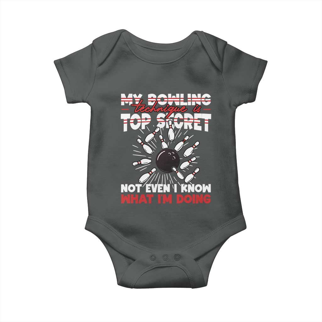 My Bowling Technique Is Top Secret Baby Onesie Funny Bowler Gift - Wonder Print Shop