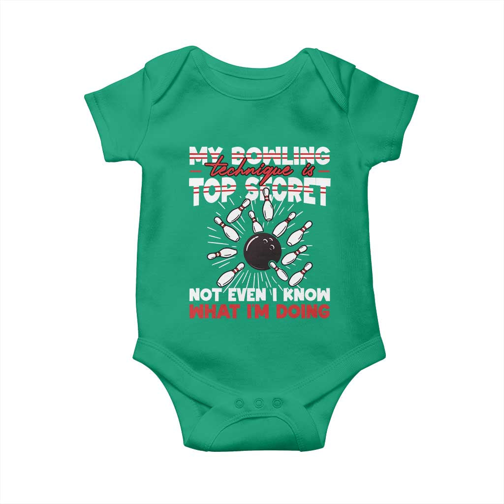 My Bowling Technique Is Top Secret Baby Onesie Funny Bowler Gift - Wonder Print Shop