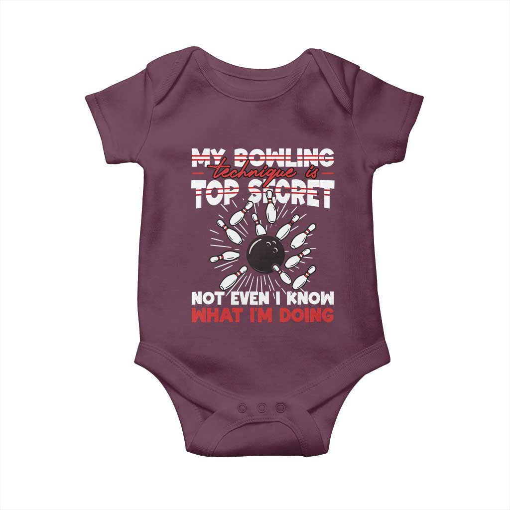 My Bowling Technique Is Top Secret Baby Onesie Funny Bowler Gift - Wonder Print Shop