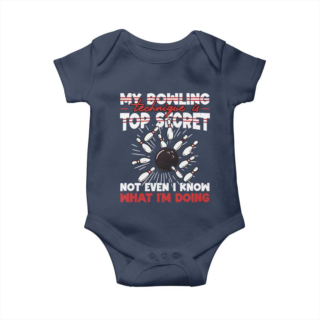 My Bowling Technique Is Top Secret Baby Onesie Funny Bowler Gift - Wonder Print Shop