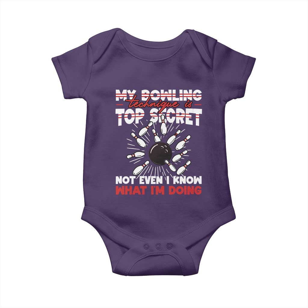 My Bowling Technique Is Top Secret Baby Onesie Funny Bowler Gift - Wonder Print Shop