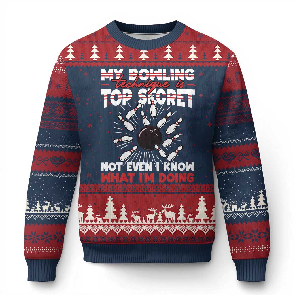 My Bowling Technique Is Top Secret Ugly Christmas Sweater Funny Bowler Gift - Wonder Print Shop