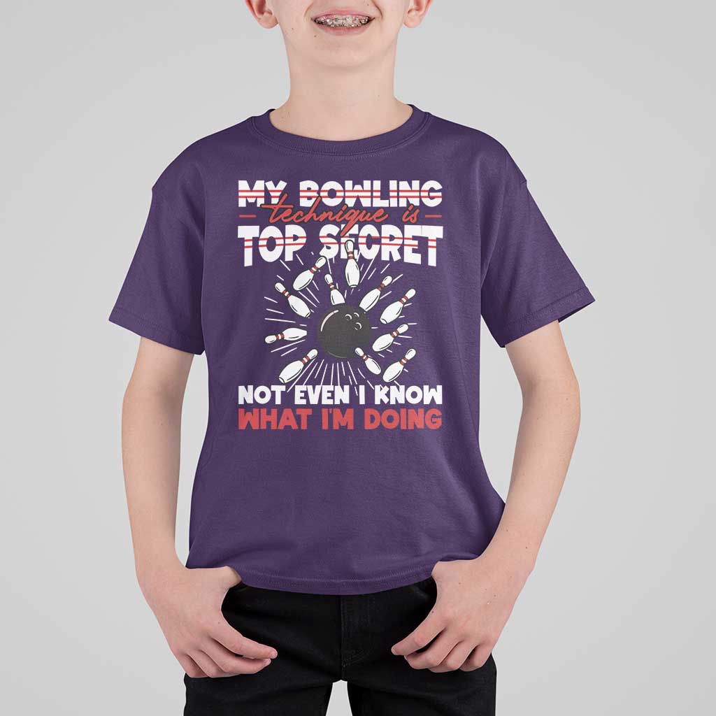 My Bowling Technique Is Top Secret T Shirt For Kid Funny Bowler Gift - Wonder Print Shop