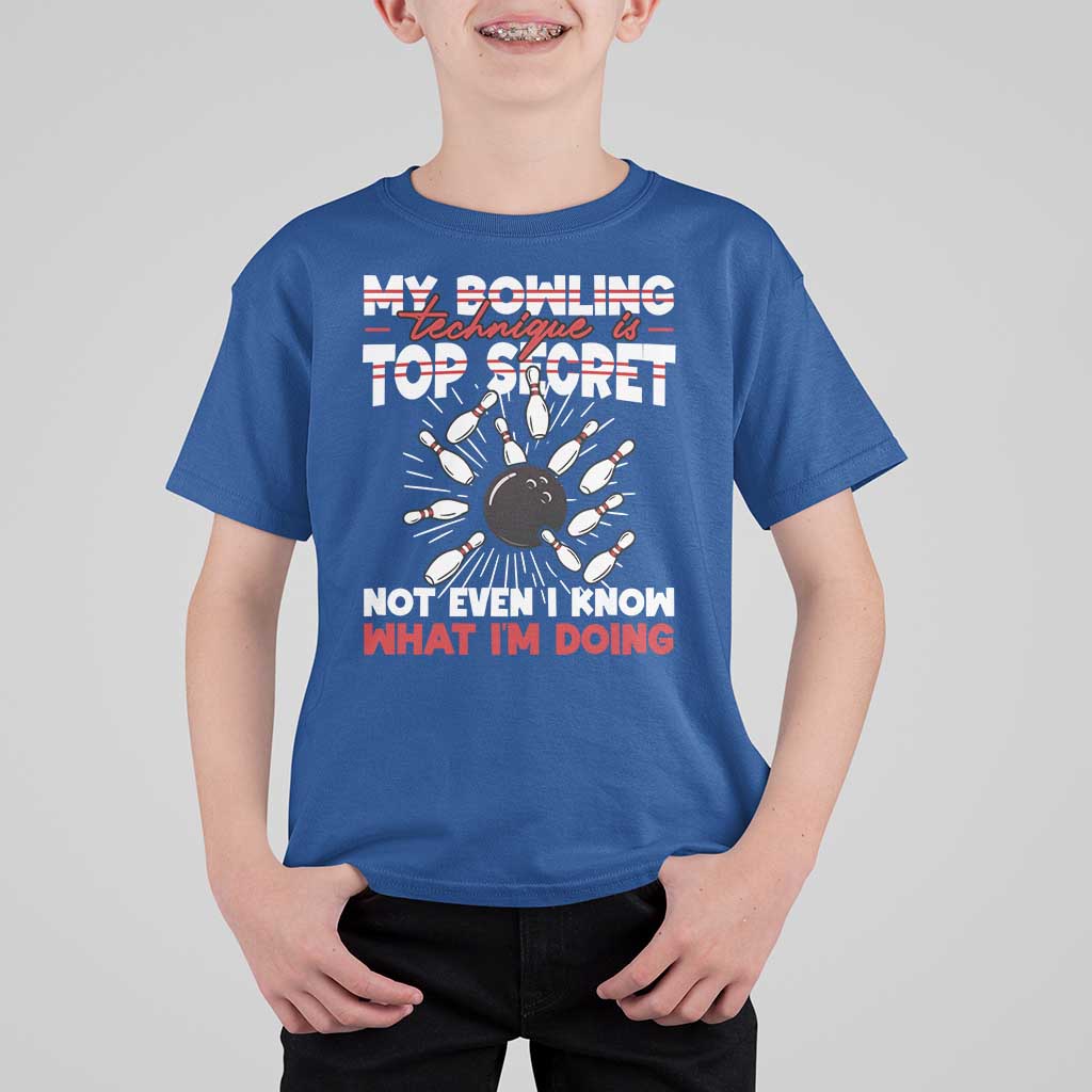 My Bowling Technique Is Top Secret T Shirt For Kid Funny Bowler Gift - Wonder Print Shop